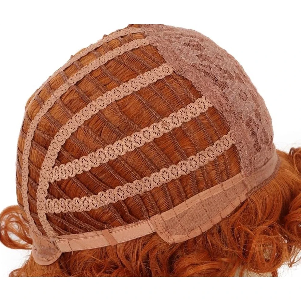 NWT Adult Orange Red Short Curly Wig Anime Cosplay Clown Halloween Costume